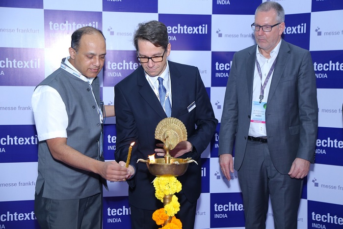 The seventh edition of Techtextil India was inaugurated by Shri Ajit Chavan, Secretary, Textiles Committee, Ministry of Textiles, Government of India. © Techtextil India